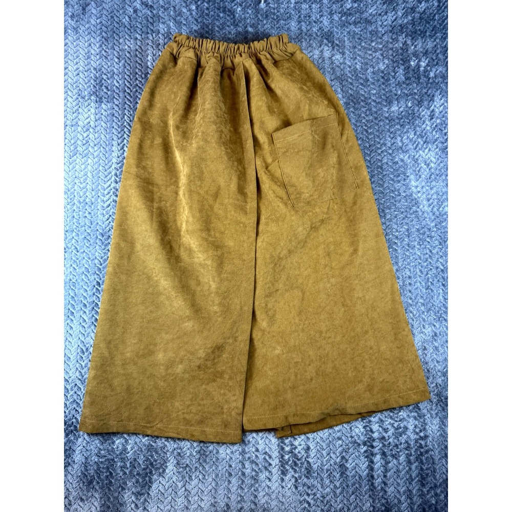Purple Cropped Pants Womens 22W Brown Ribbed Pockets Wide Leg Elastic Waist